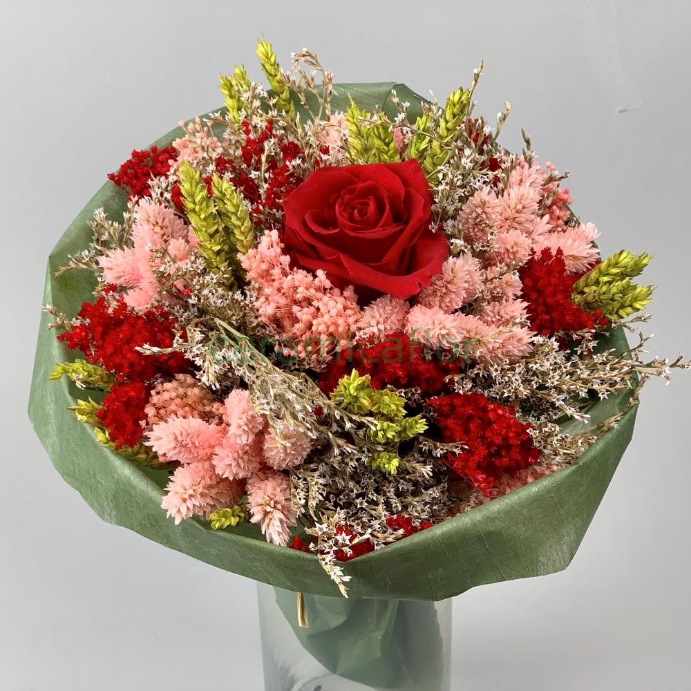 BOUQUET FIORI SECCHI ROSA STAB. RED